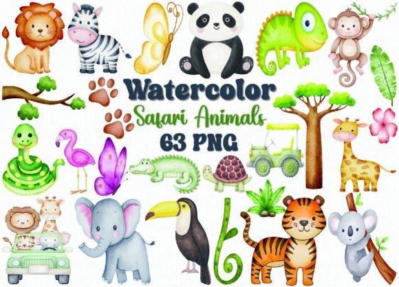 Download Watercolor Safari Animals Clipart Set - Animal Collection