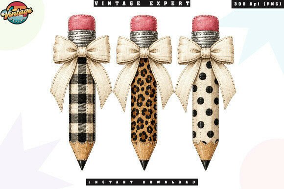 Download Coquette School Pencil Bow Patchwork PNG - Coquette Collection