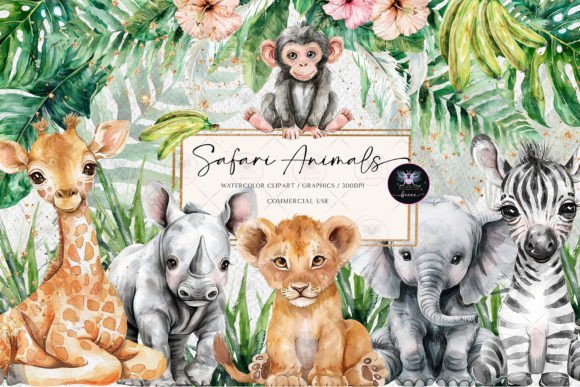Download Safari Animals Watercolor Clipart - Animal Collection