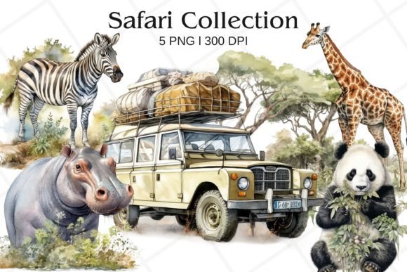 Download Animal Safari Watercolor Clipart - Animal Collection
