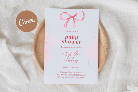 Download Coquette Baby Shower Invitiation Canva - Coquette Collection