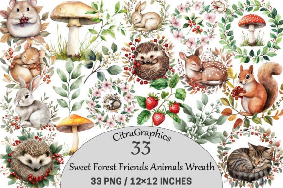 Download Cute Sweet Forest Friends Animals Wreath - Animal Collection