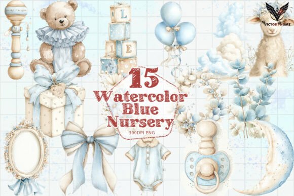 Download Watercolor Blue Nursery PNG - Nursery png Collection