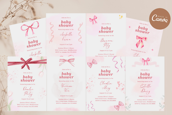 Download Coquette Baby Shower Invitation Bundles - Coquette Collection