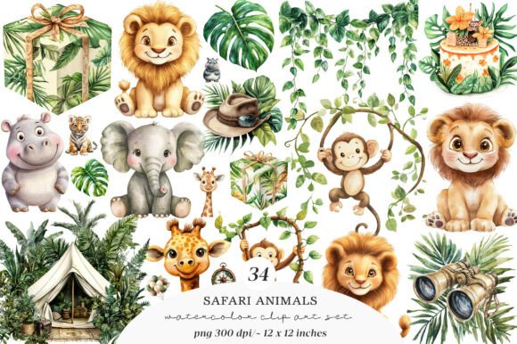 Download Watercolor Safari Animals Png - Animal Collection